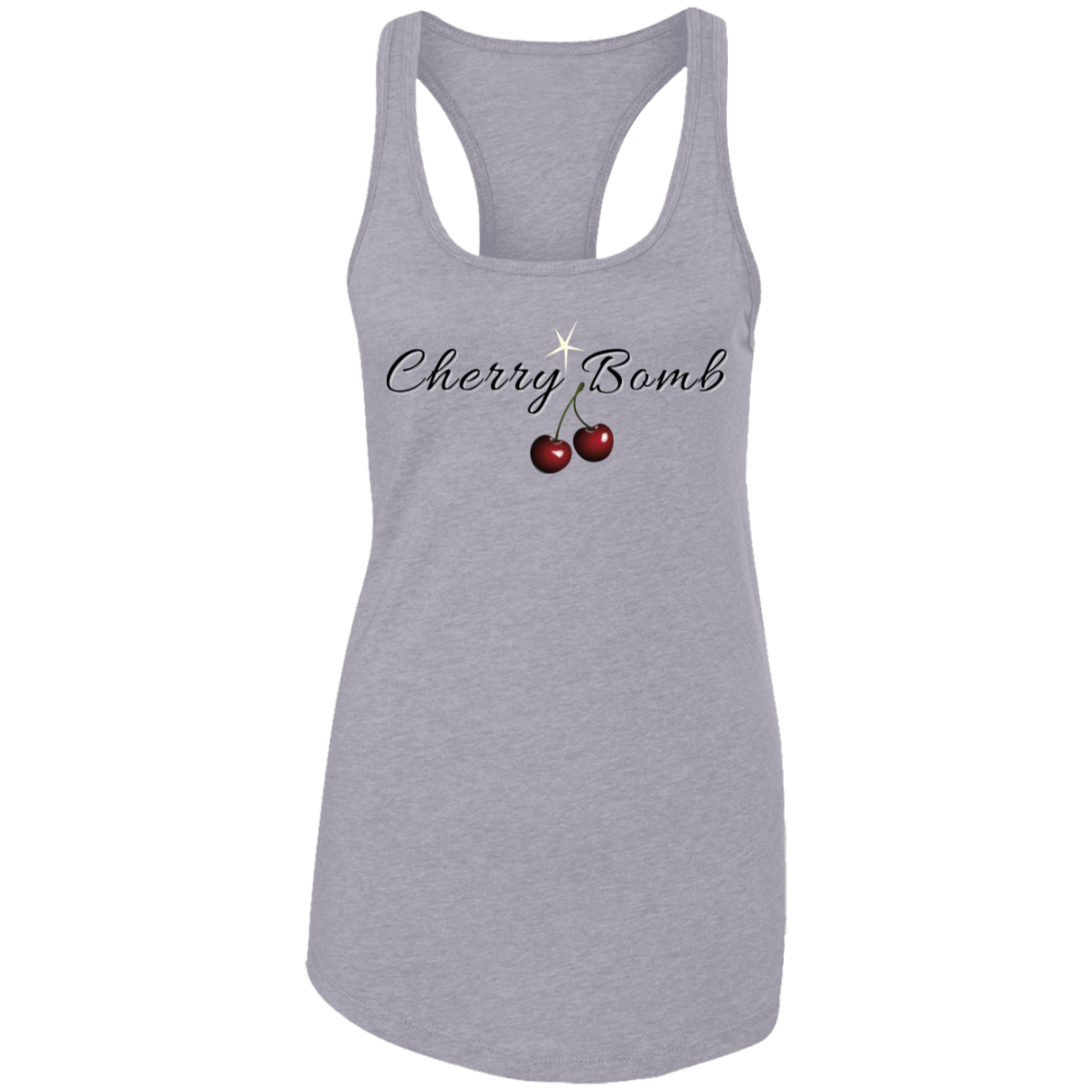 Cherry Bomb (Front) Untapped Arrogance (Back) Ladies Ideal Racerback Tank