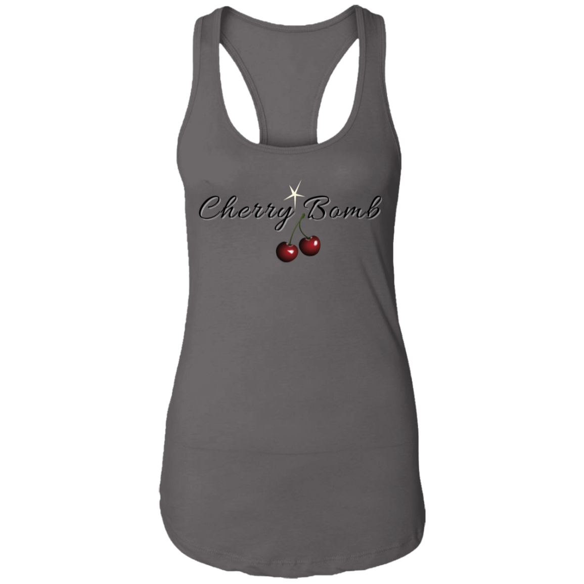 Cherry Bomb (Front) Untapped Arrogance (Back) Ladies Ideal Racerback Tank