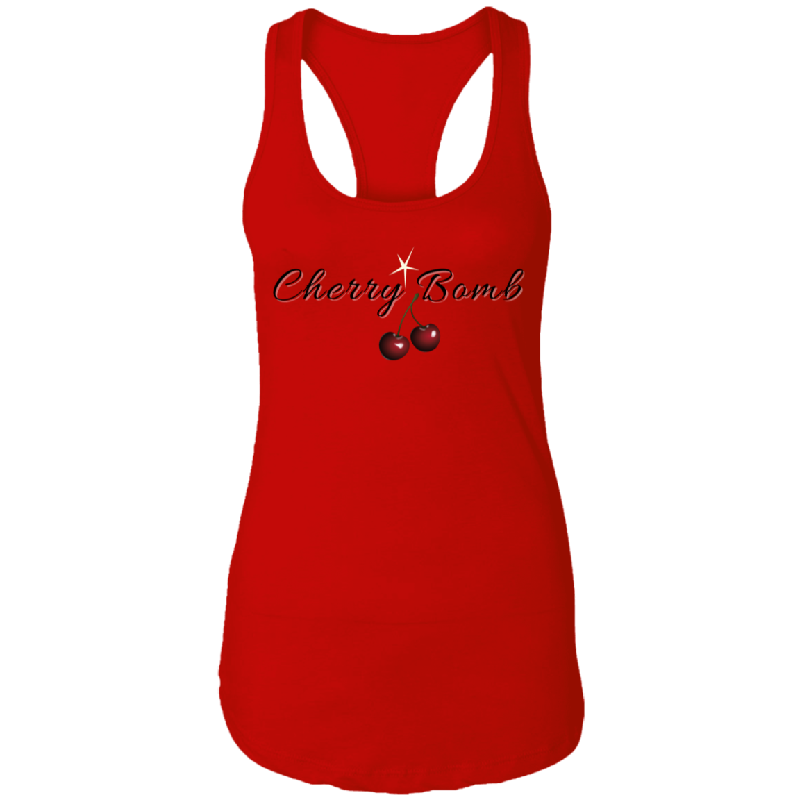 Cherry Bomb (Front) Untapped Arrogance (Back) Ladies Ideal Racerback Tank